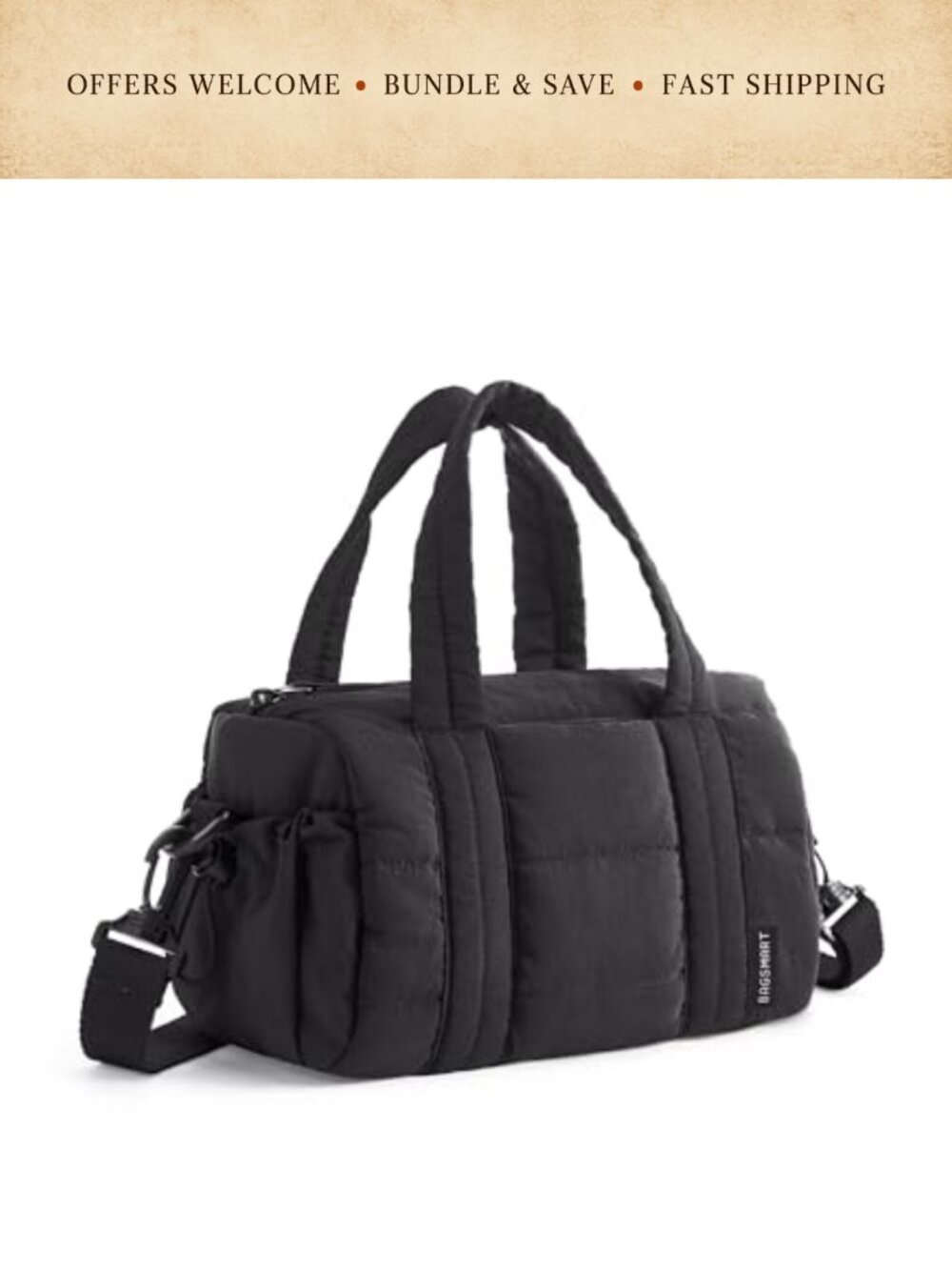 Mini Quilted Crossbody Gym Bag Nylon Small Shoulder Purse for Women